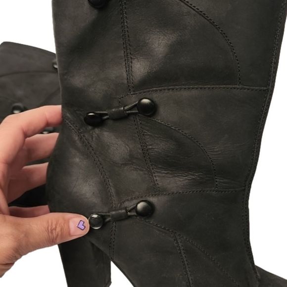 Harley Davidson Moto Boots Size 8 Leather Zip Side Button Accents Stamped Logo - Picture 9 of 16